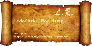 Ledofszky Romulusz névjegykártya