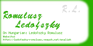 romulusz ledofszky business card